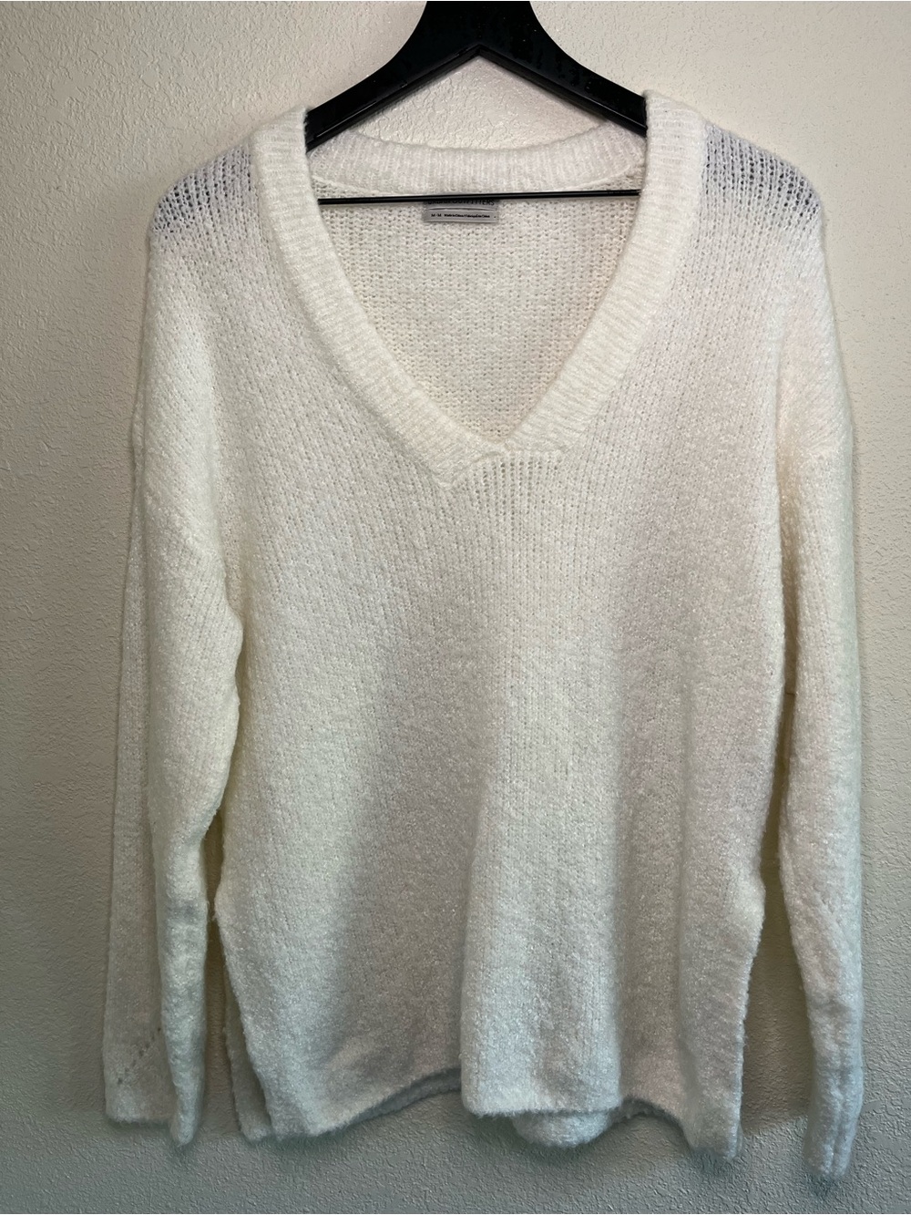 Urban Outfitters Chunky Coastal White V-Neck Knit Sweater